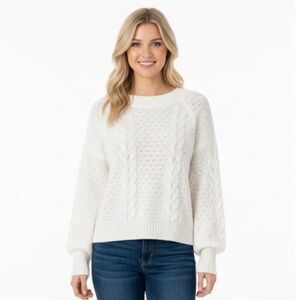 Moon and Madison ivory knit boho sweater size small